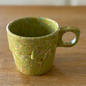 Vintage Prolon Ware Avocado Green Confetti Speckled Mug Mid Century Melmac